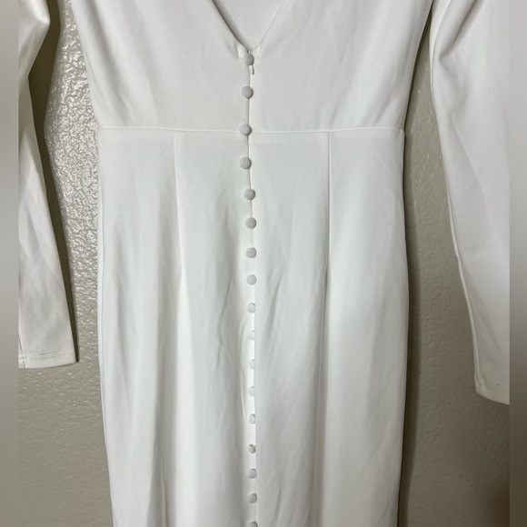 Feeling of Forever White Long Sleeve Mermaid Maxi Dress Gown Small - Picture 9 of 12